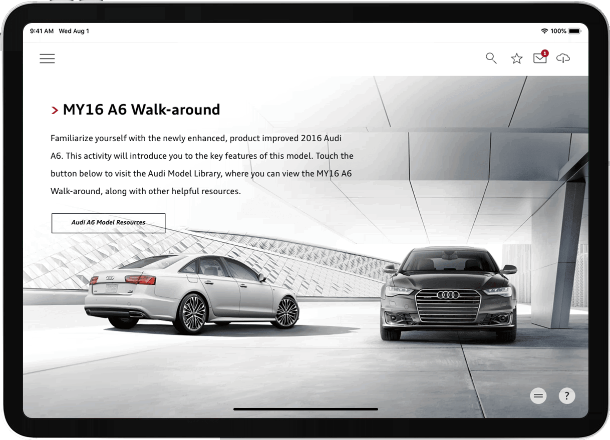 Audi Academy case study MY16 A6 Walk-around screenshot