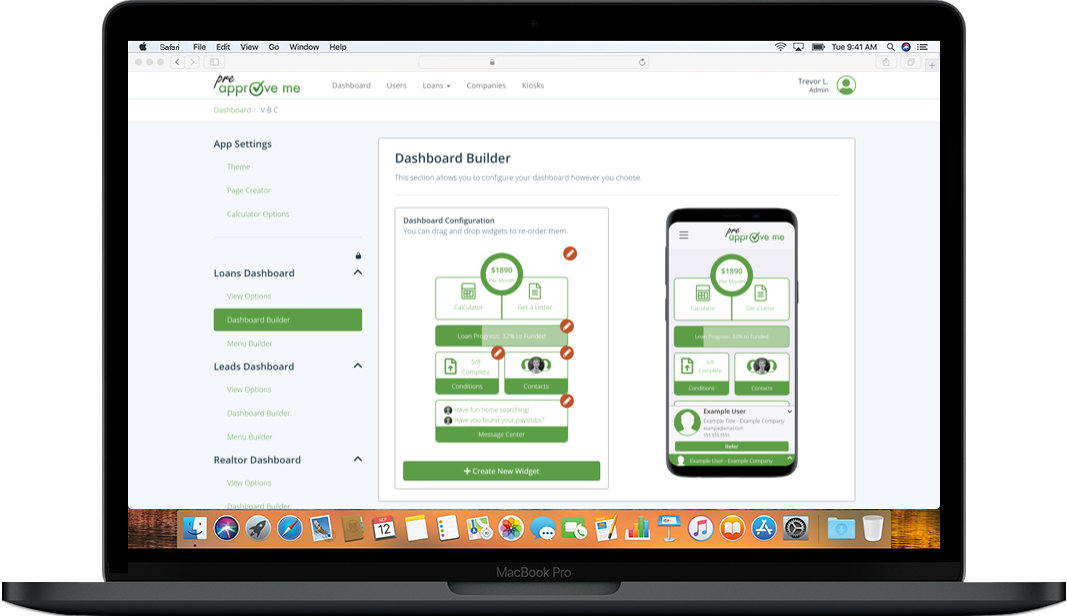 Pre-Approve Me case study dashboard builder screenshot