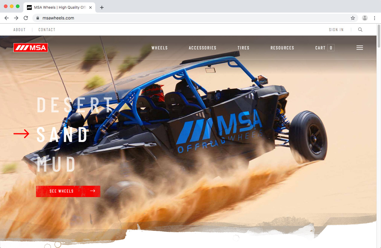 WheelPros Web Redesign case study MSA Home page screenshot