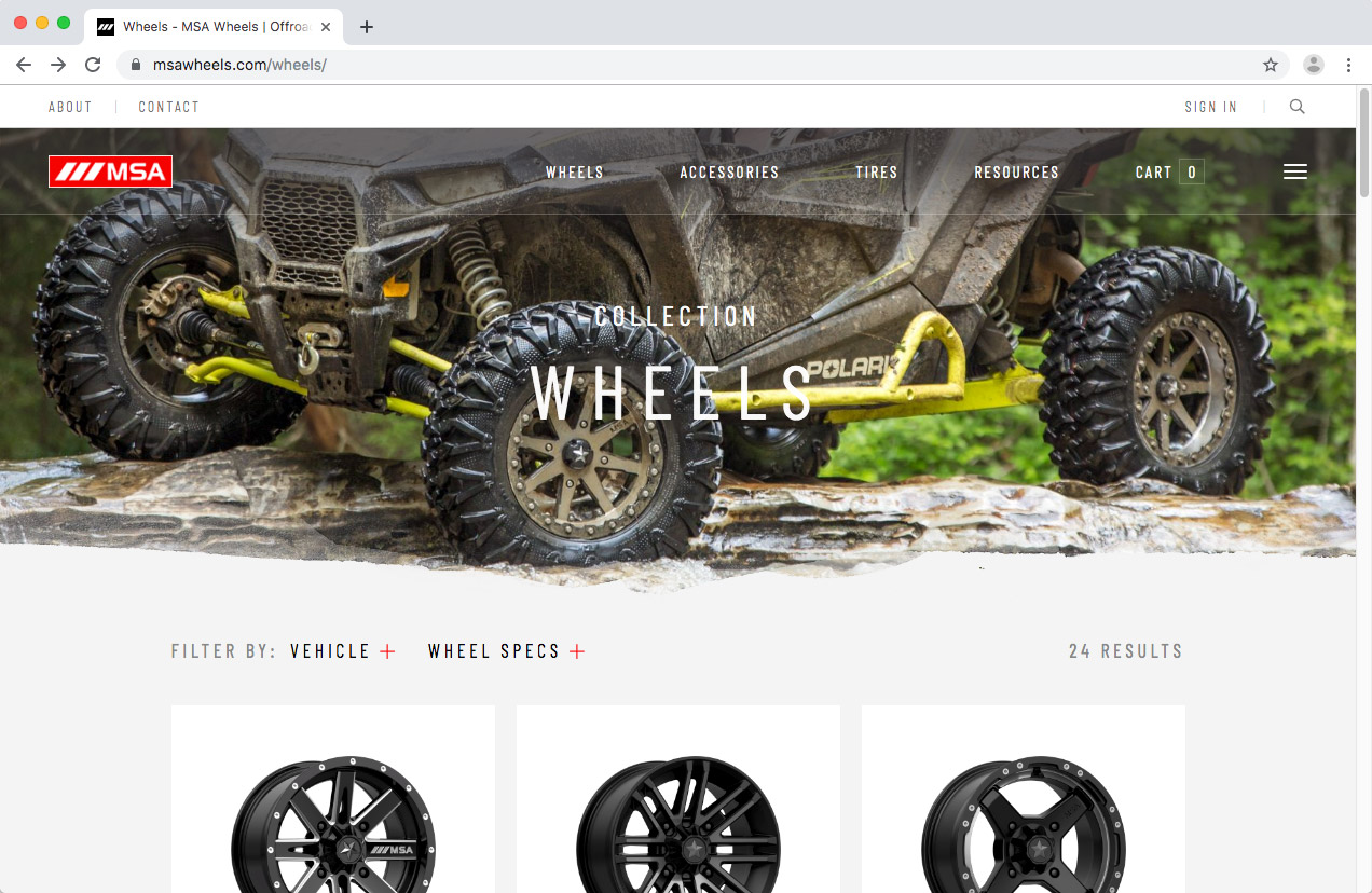 WheelPros Web Redesign case study MSA Collection page screenshot