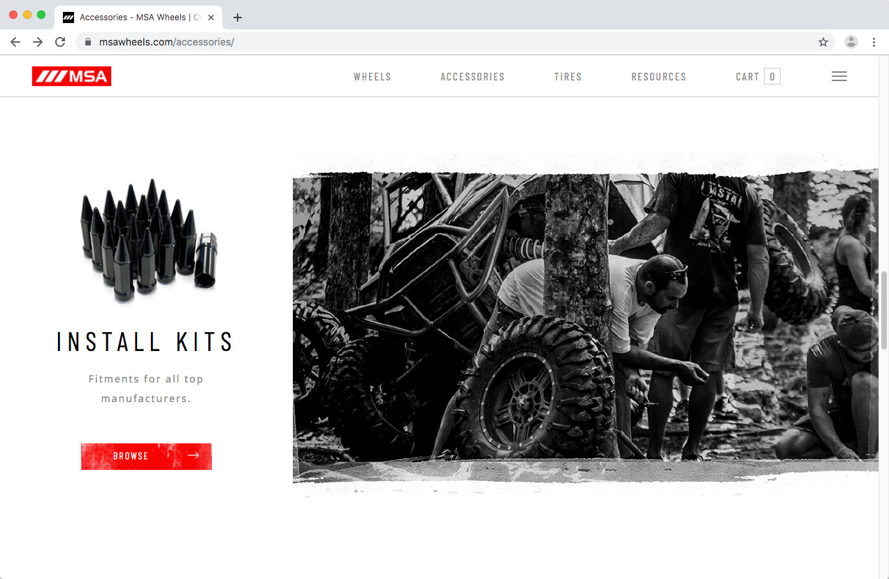 WheelPros Web Redesign case study MSA Accessories page screenshot